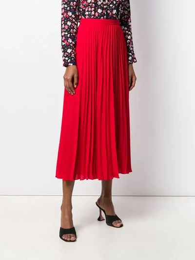 VALENTINO PLEATED MIDI SKIRT - 红色