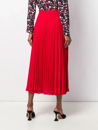Shop Valentino Pleated Midi Skirt - Red