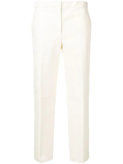 Shop Jil Sander Creased Cropped Trousers In White