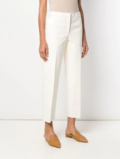 Shop Jil Sander Creased Cropped Trousers In White