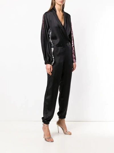 Shop Coup De Coeur Jumpsuit With Metallic Inserts In Black