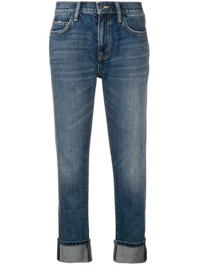 Shop Current Elliott Faded Cropped Jeans In Blue