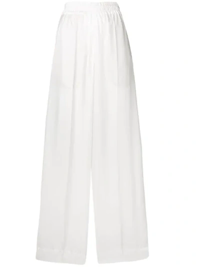 Shop Brunello Cucinelli High Waisted Palazzo Trousers In White