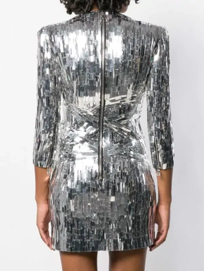Shop Balmain Sequin Embellished Mini Dress In Silver