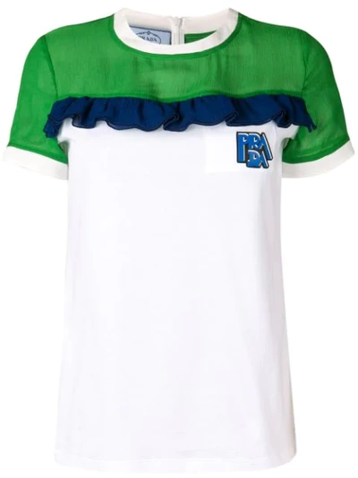 Shop Prada Colour-block T-shirt In White