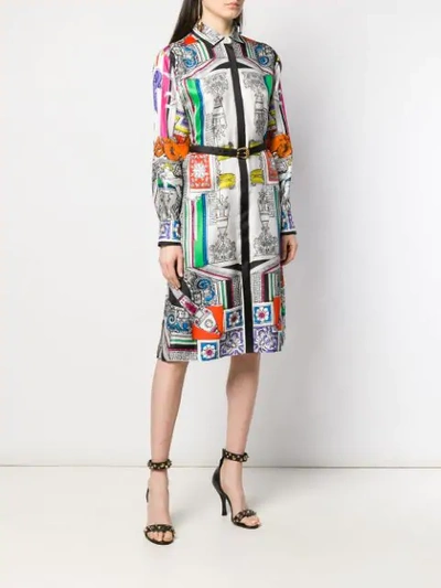 Shop Versace Clash Print Shirt Dress In White