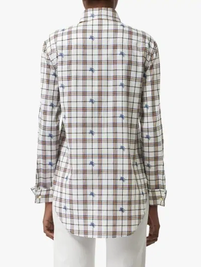 Shop Burberry Fil Coupé Check Cotton Shirt In White