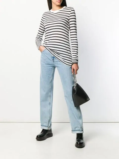 Shop Alexander Wang Striped Long-sleeve Top In White