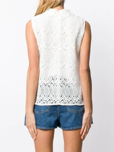 Shop Giamba Embroidered Sleeveless Vest Top In White
