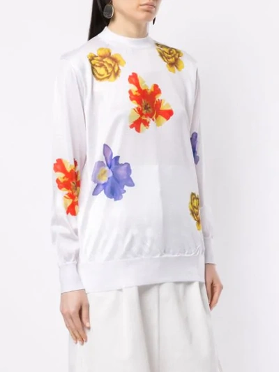 Shop Toga Floral Knit Sweater In White