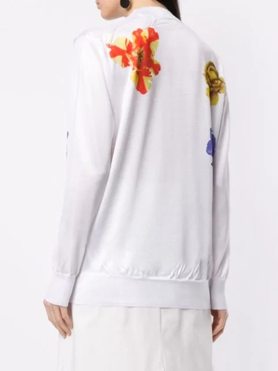 Shop Toga Floral Knit Sweater In White