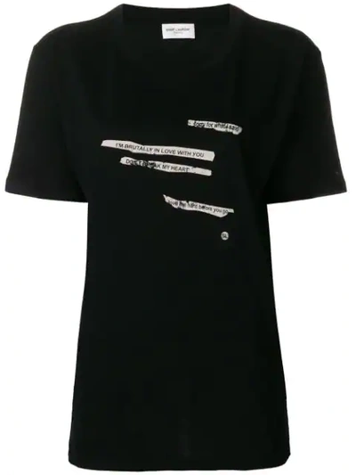 Shop Saint Laurent Printed Text T-shirt In Black