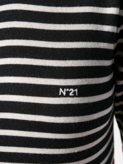 Shop N°21 Slim Striped Knit Top In Black