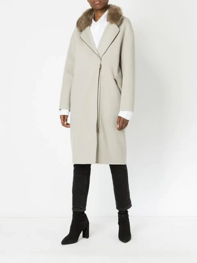 Shop 32 Paradis Sprung Frères Zipped Fur Coat - Grey