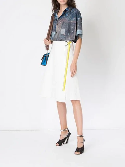 Shop Aalto Belted Wrap Denim Skirt In White