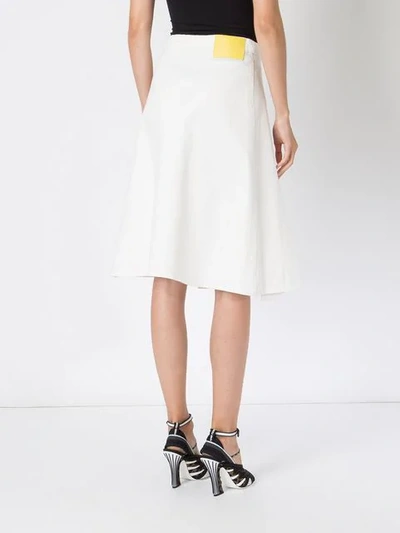 Shop Aalto Belted Wrap Denim Skirt In White
