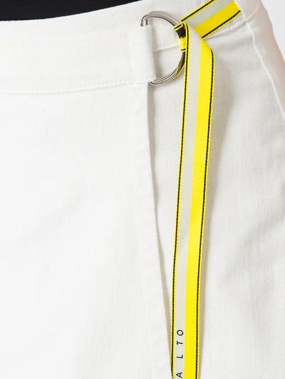 Shop Aalto Belted Wrap Denim Skirt In White