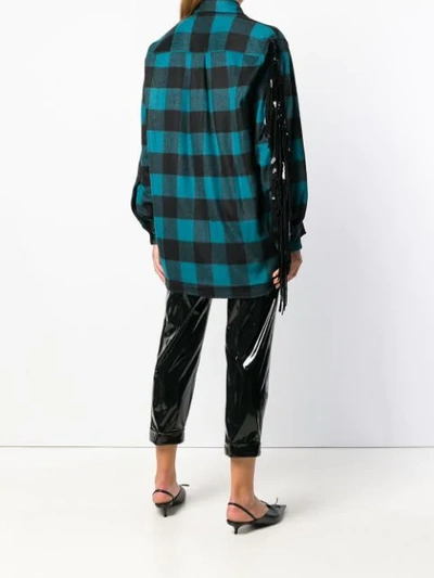 Shop N°21 Fringed Check Shirt In Blue