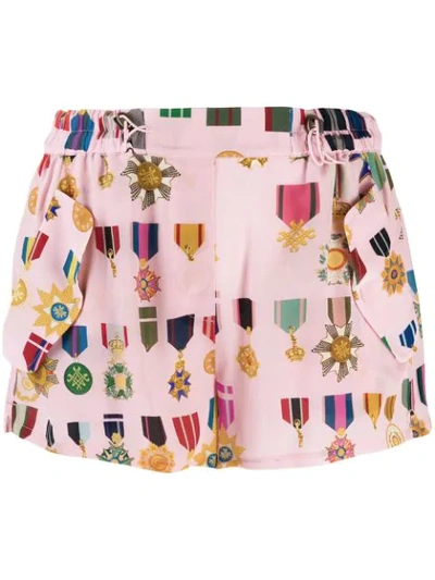Shop Mr & Mrs Italy Medal Pattern Shorts In Pink