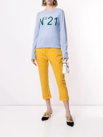 Shop N°21 Logo Intarsia Jumper In Blue