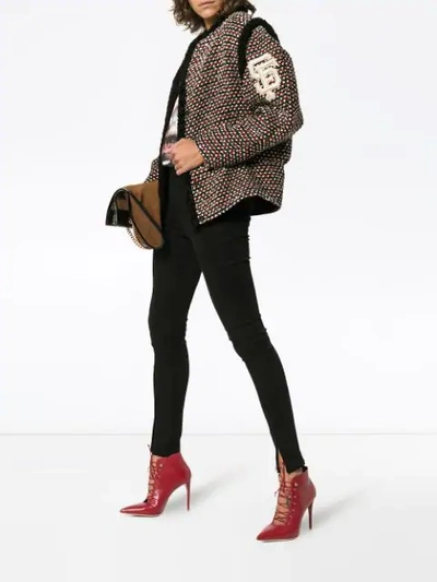 Shop Gucci Embroidered Tweed Jacket In Black