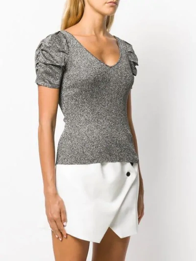 Shop Sandro Slim-fit Metallized Top In Silver