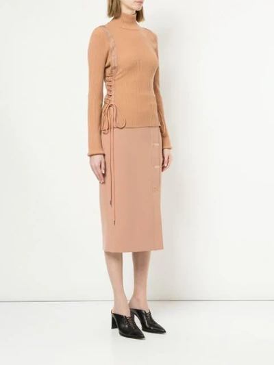 Shop Dion Lee Aviation Laced Skivvy In Brown