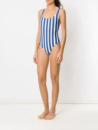 Shop Osklen Striped Swimsuit In Blue
