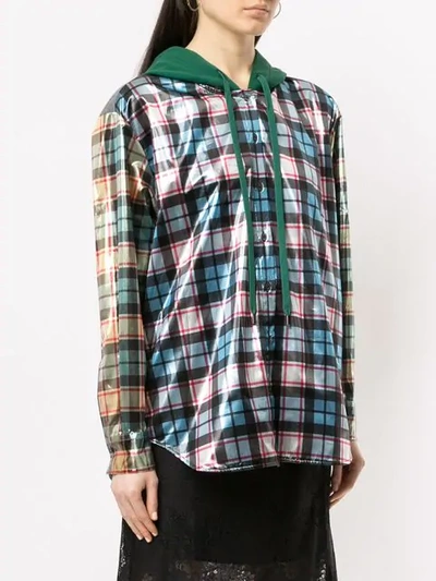 Shop N°21 Hooded Plaid Shirt In Multicolour