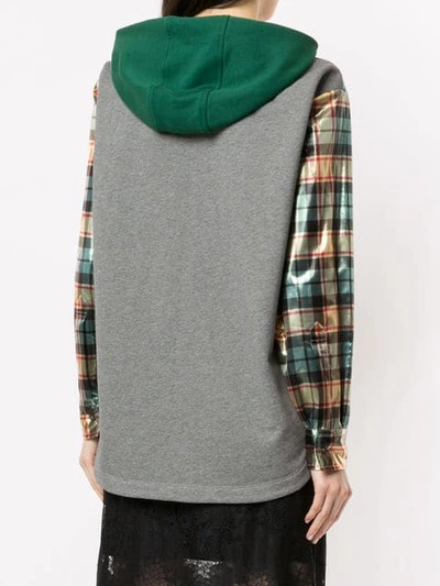 Shop N°21 Hooded Plaid Shirt In Multicolour