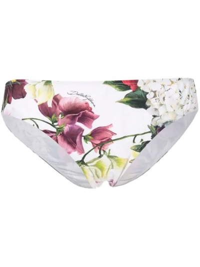 Shop Dolce & Gabbana Floral Print Briefs In White