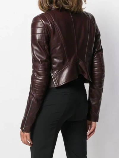 Shop Bottega Veneta Cropped Biker Jacket In Brown