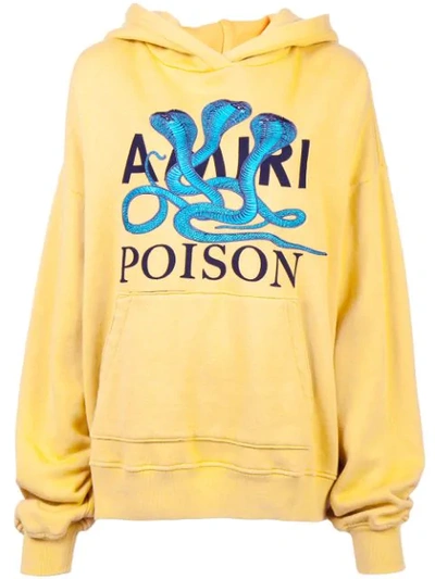 Shop Amiri Logo Patch Hoodie In Yellow