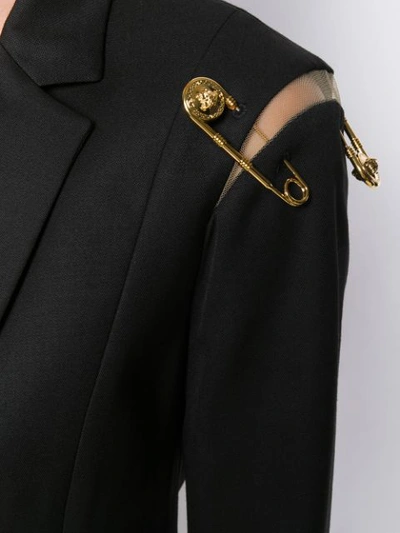 Shop Versace Safety Pin Details Blazer In Black