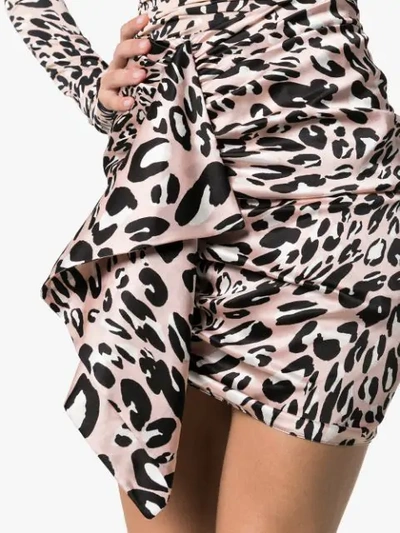 ALEXANDRE VAUTHIER LEOPARD PRINT DRAPED MINI-SKIRT - 大地色