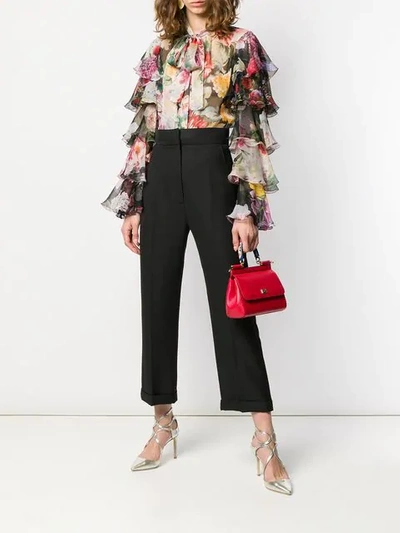 Shop Dolce & Gabbana Ruffled Sleeves Floral Shirt In Pink