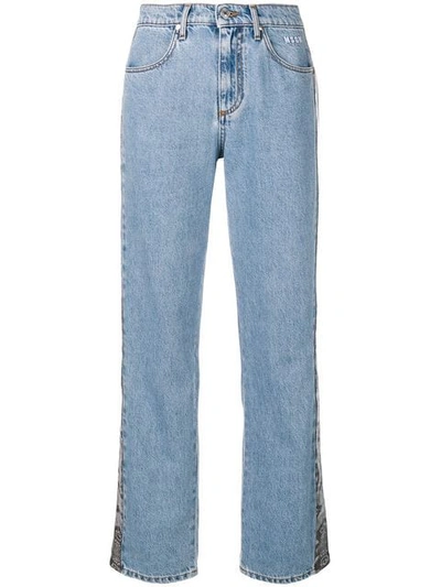 Shop Msgm Snakeskin Effect Stripe Jeans In Blue