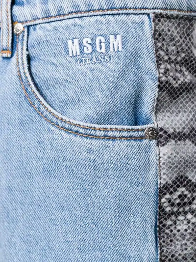 Shop Msgm Snakeskin Effect Stripe Jeans In Blue