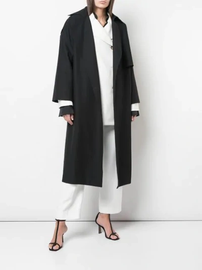 Shop Khaite Tie Waist Midi Coat - Black