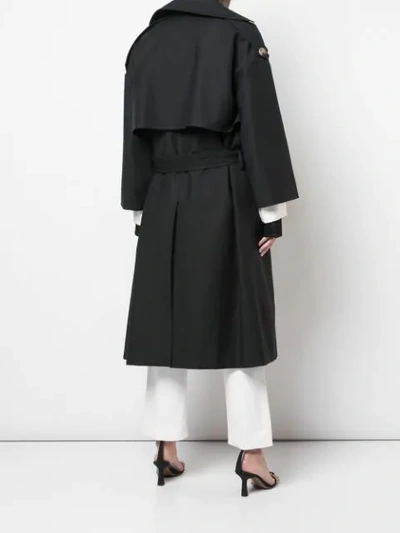 Shop Khaite Tie Waist Midi Coat - Black