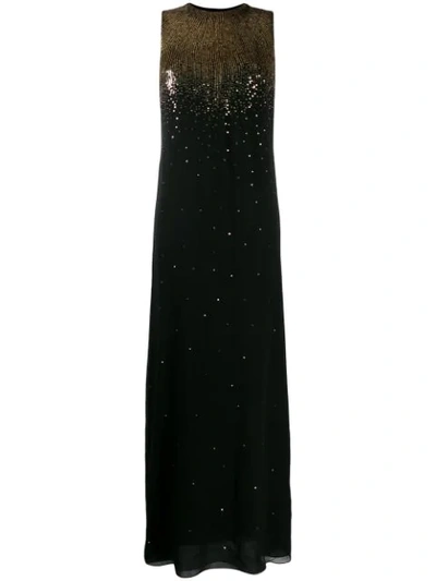 Shop Givenchy Sequin Embroidered Evening Dress In Black