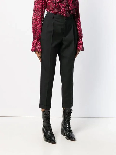 Shop Saint Laurent Pleated Tailored Trousers In Black