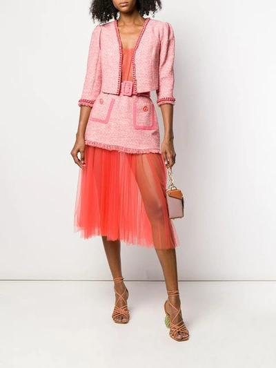 Shop Elisabetta Franchi Asymmetric Tulle Skirt Dress - Pink