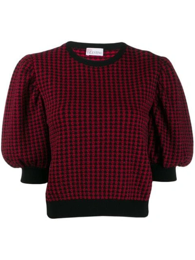 Shop Red Valentino Jacquard Knit Bell Sleeved Top In Red