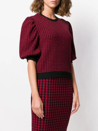 Shop Red Valentino Jacquard Knit Bell Sleeved Top In Red