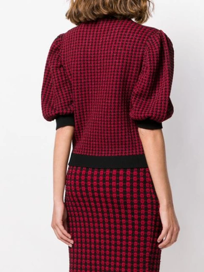 Shop Red Valentino Jacquard Knit Bell Sleeved Top In Red