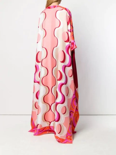 Shop Emilio Pucci Copacabana Print Silk Kaftan Dress In 014 Fuxia/corallo
