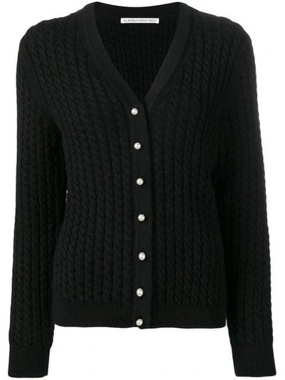 Shop Alessandra Rich Rope Knit Cardigan In Black