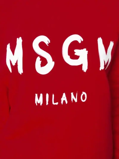 Shop Msgm Logo Sweatshirt In Red