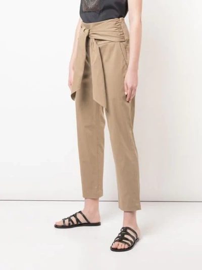 Shop Brunello Cucinelli Belted Straight Trousers In C7302 Twine